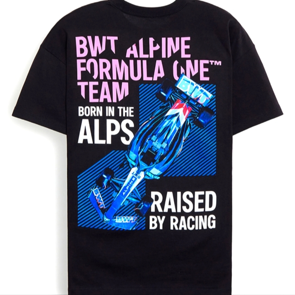 FORMULA 1 TEAM Born In The Alps T-Shirt, Large, Black.